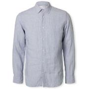 Chemise Selected Regkylian-Linen Shirt - Blue Fog/White