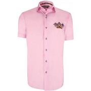 Chemise Emporio Balzani chemisette brodee coupe cintree exclusivo rose