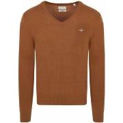 Sweat-shirt Gant Pullover Col-V Wool Blend Camel