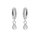 Karma Oorbellen Zirconia Hinged Hoops Symbols Drop Zilverkleurig