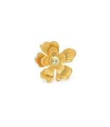 Flower Shaped Statement Ring With Green Stone 124154Y