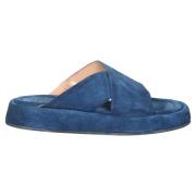 Walk in the Park D100 blauwe suède slipper