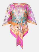 Mucho Gusto Silk blouse honolulu orange floral patchwork
