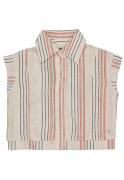 Quapi Meisjes mouwloze blouse miep aop taupe stripe