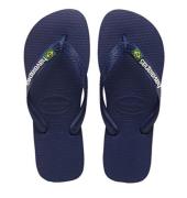 Havaianas brasil logo navy blue teenslippers unisex