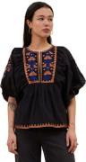 By-Bar Amsterdam Gabie embroidery blouse jet black