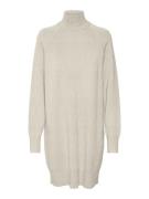 Vero Moda Vmgold link ls short highneck dress beige