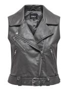 Only Onlvera faux leather waistcoat otw antraciet