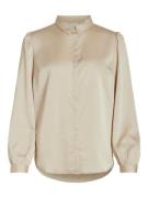 Vila Viellette satin ls shirt zand