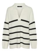 Vero Moda Vmluna ls v-neck long pullover ga b ecru dessin