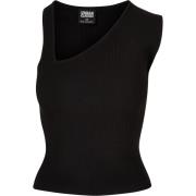 Urban Classics Dames ribgebreide asymmetrische top