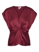 Vero Moda vmolive s/s knot top wvn btq ga 10315402 red plum