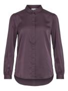 Vila viellette satin l/s shirt noos 14063320 plum perfect