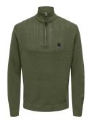 Only & Sons Onsrhett reg 7 half zip knit cs olijf