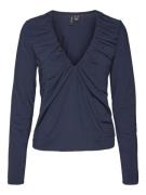 Vero Moda Vmhanna bianca ls v-neck top jrs po navy