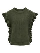 Only Koggitta sl frill vest knit army