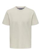 Only & Sons Onskian reg seersucker ss tee beige