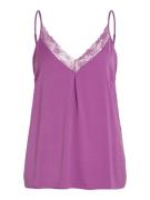 Vila Vicava v-neck lace singlet- noos magenta