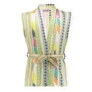 Geisha Zomer gilet meisjes fancy woven / lime