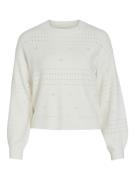 Vila Viril ls o-neck pointelle knit top off-white