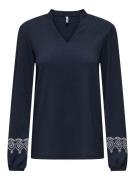 Only Onlnanna ls embroidery blouse jrs navy