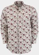 Bos Bright Blue Casual hemd lange mouw dark red leaves 28214/v05