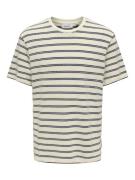 Only & Sons Onsian reg ss stripe struct tee ecru dessin