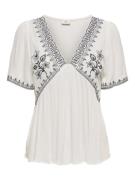 Jacqueline de Yong harper s/s v-neck embroidery top 15350745 cloud dan...