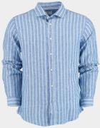 Bos Bright Blue Casual hemd lange mouw linnen shirt lm streep 42540016...