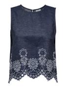 Jacqueline de Yong margot s/l embroidery top wvn 15352788 medium blue ...