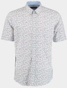 Bos Bright Blue R.b. boston casual hemd korte mouw regular fit grafisc...
