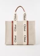 Chloé Woody Large shopper van canvas met kalfsleren details