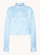 Sandro Cropped blouse in linnenblend met strass