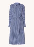 Ralph Lauren Midi blousejurk met strikceintuur en gestreepte print