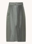 Aaiko Varya midi rok met split en glanzende finish