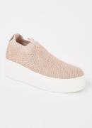 Dune London Sneaker met strass en gebreid bovenwerk