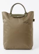 Longchamp Le Pliage Green shopper M met leren details