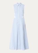 Sandro Midi blousejurk met streepprint en broderie