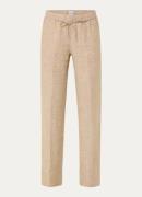 BRAX Farina mid waist straight fit broek van linnen met strikceintuur
