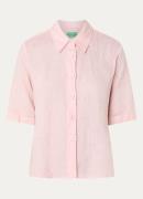 Benetton Blouse van linnen met halflange mouw