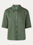 Benetton Blouse van linnen met halflange mouw