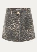 Sofie Schnoor Leona mini rok met panterprint en opgestikte zakken