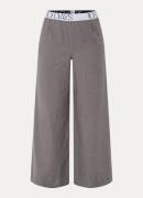 10DAYS High waist wide fit pantalon in linnenblend met logoband