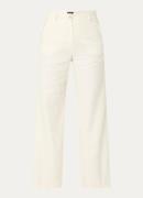 Claudia Sträter High waist wide fit pantalon in linnenblend met steekz...