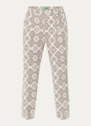 Benetton High waist straight fit cropped broek van linnen met print