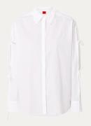 HUGO Evangelina blouse met logoborduring en gestrikt detail