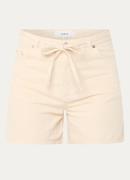ba&sh High waist straight fit korte broek in linnenblend met strikcein...
