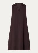 OPUS Wika midi jurk in linnenblend met kraag