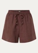 SAMSØE SAMSØE Maren high waist wide fit korte broek van linnen