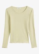 Marc O'Polo Denim Longsleeve met ribstructuur en geschulpte zoom